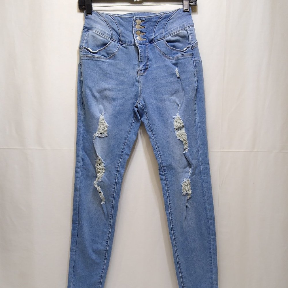 Wax Jean Butt, I Love You 24x 27 Hip 34" (0/24) Mid-Rise Distressed Style 90190